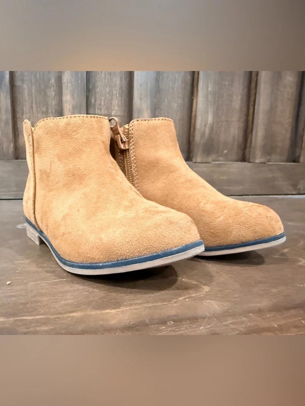 Cat & Jack Kids Tan Suede Side-Zip Ankle Boots
